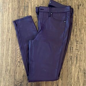 Skinny Coated Pant - Eggplant/wine color